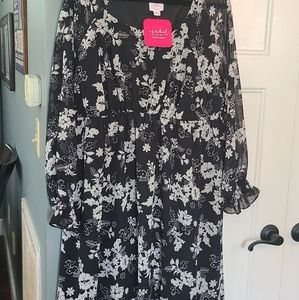 Black and white maxi maternity dress